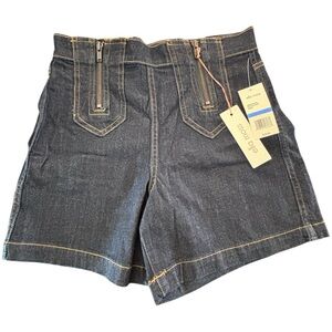Ella Moss NWT High Waisted Dark Wash Denim Shorts Size 25 Zip Detail